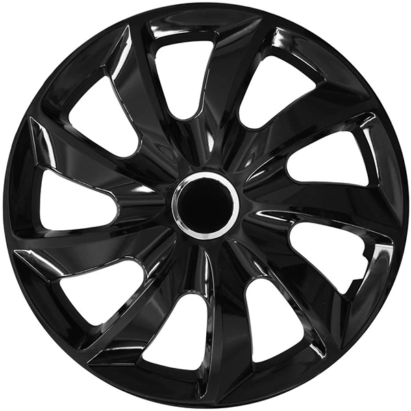 Eine Frontaufnahme der Radkappe Modell RKK05 in schwarz.