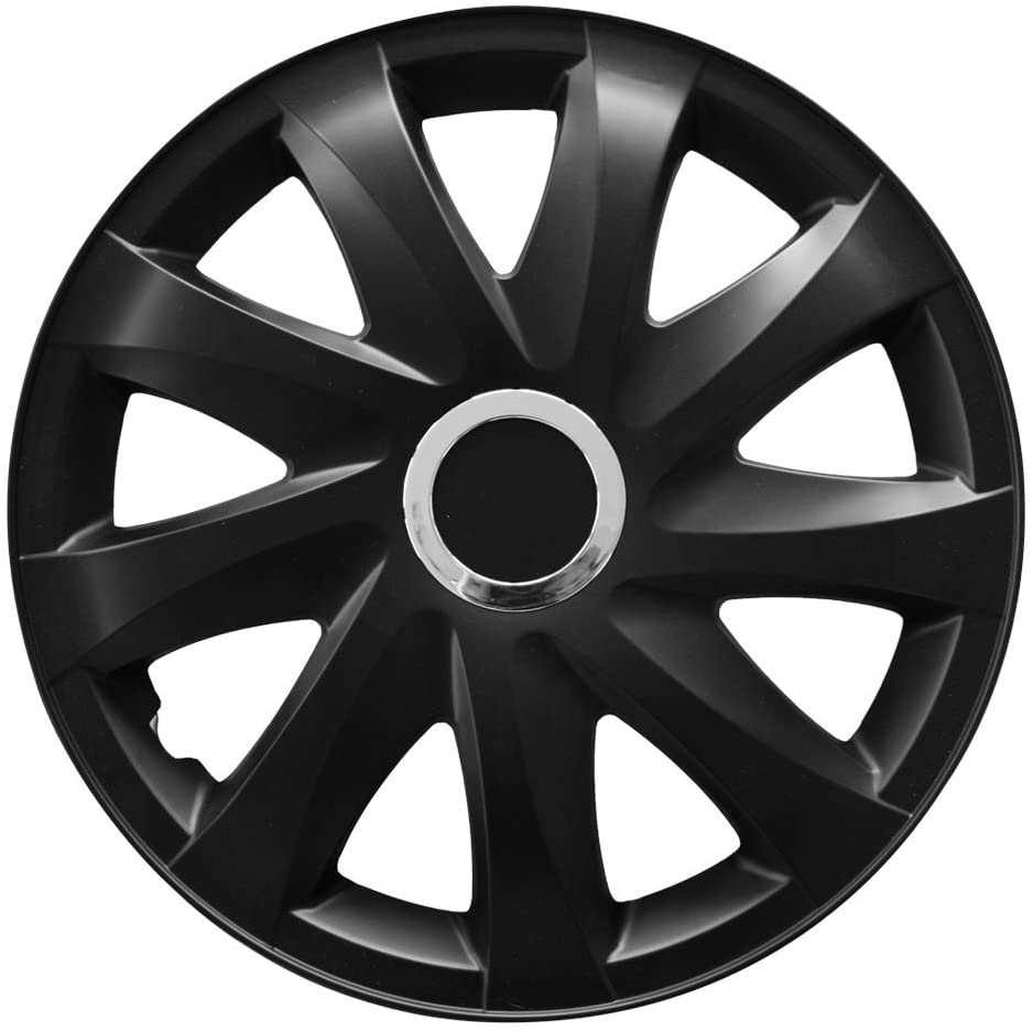 Radkappe Frontaufnahme RKK01 schwarz-matt Eine Frontaufnahme der Radkappe Modell RKK01 in schwarz-matt.