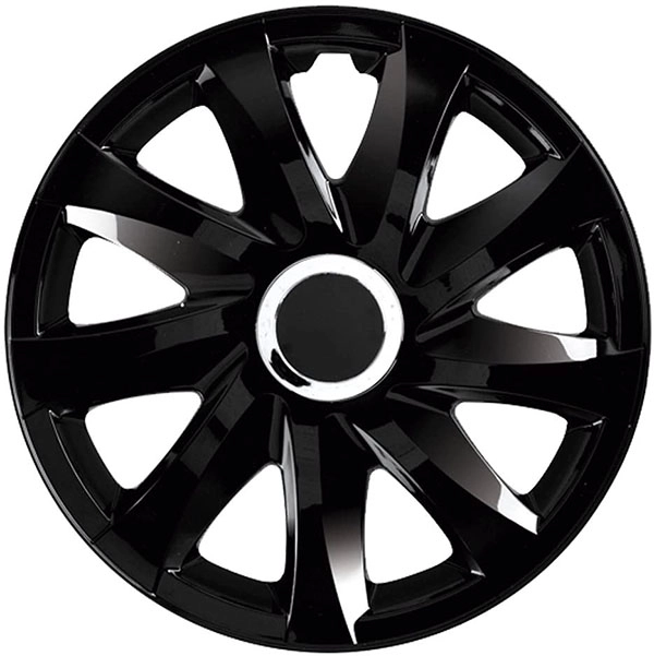 Eine Frontaufnahme der Radkappe Modell RKK01 in schwarz.